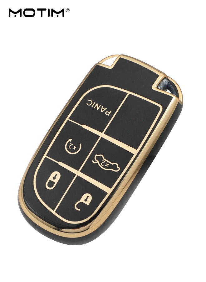Motim Car Key Fob Cover for Jeep Grand Cherokee Dodge Challenger Charger Dart Durango Journey Chrysler 300 Key Fob, 5 Buttons Replacement Smart Remote Key Fob Cover Case - Image 1